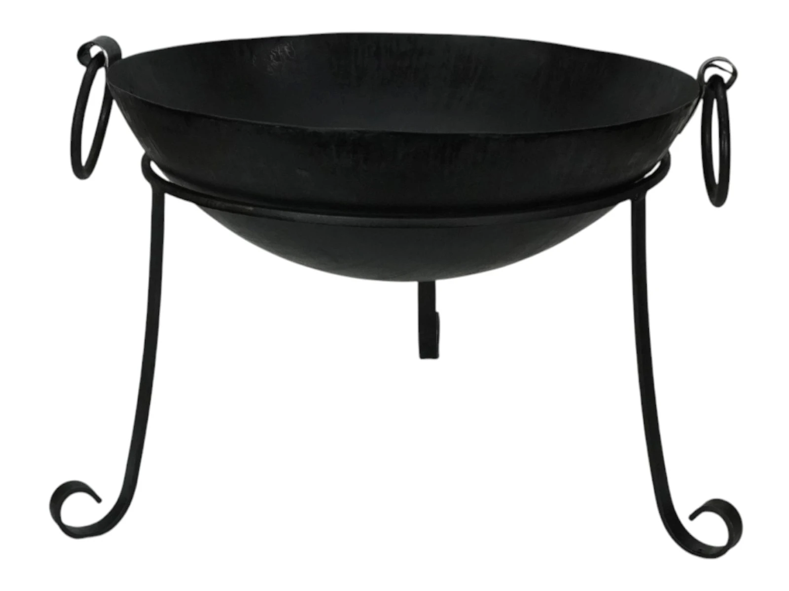 Feuerschale Embero Pure, Freisteller Frontansicht: schwarzer runder Metall-Feuerkorb auf Gestell (B50×H35×T50 cm) Feuerschale Embero Pure, Freisteller Frontansicht: schwarzer runder Metall-Feuerkorb auf Gestell (B50×H35×T50 cm)