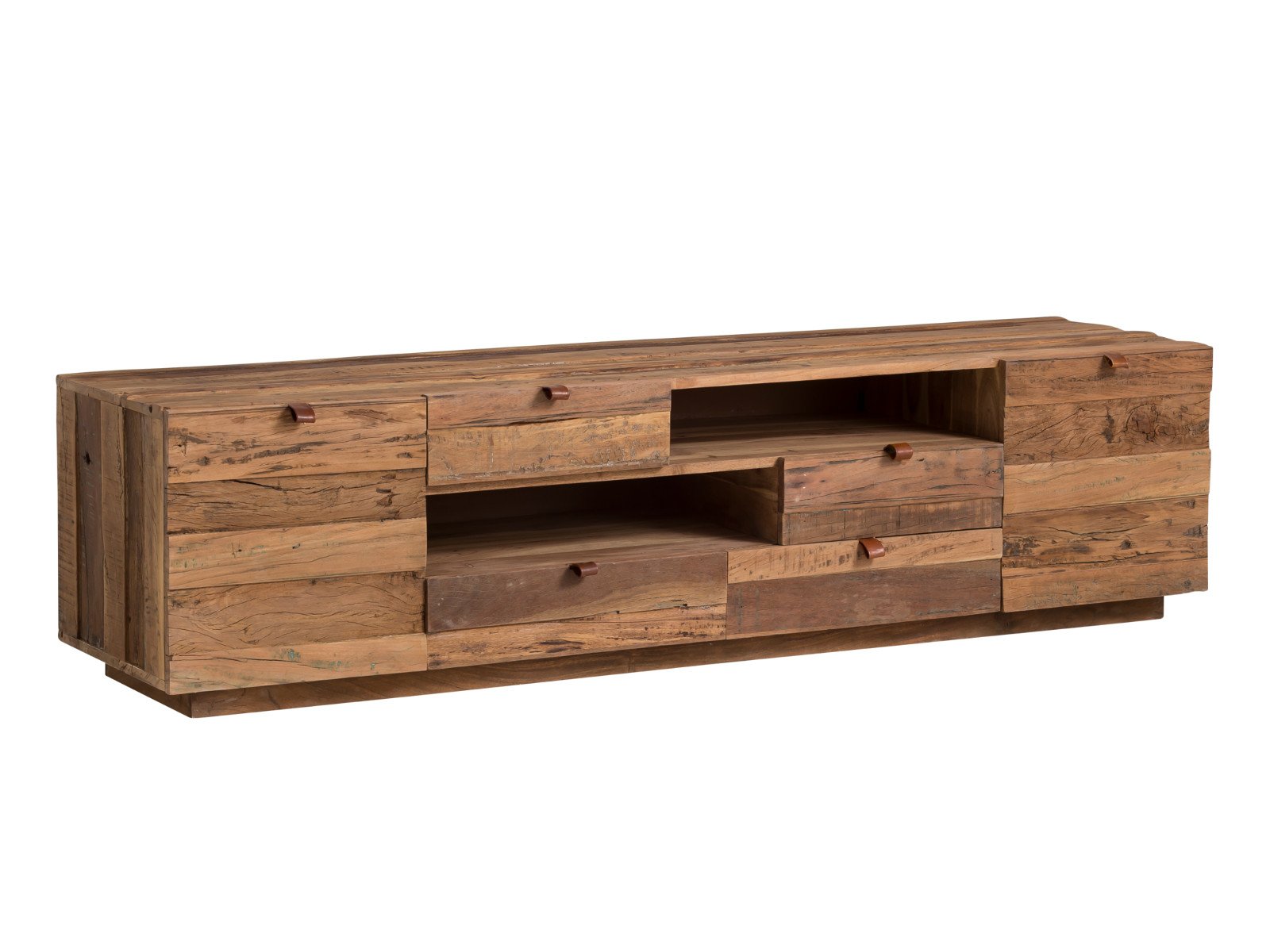 TV-Bank Oldwood TV-Bank Oldwood Holz - recyceltes Altholz 180x45x45 Schrägansicht