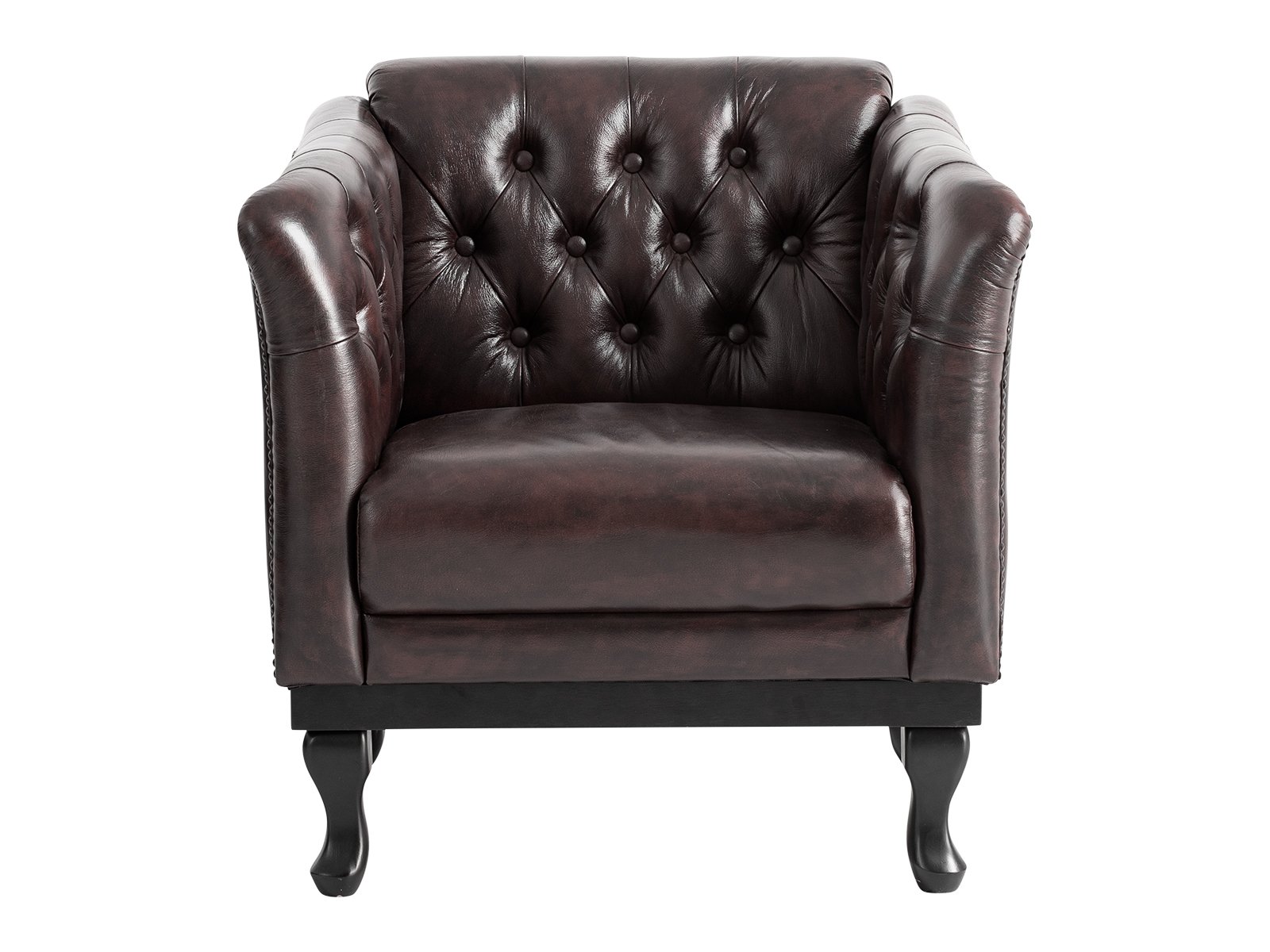 Sessel Chesterfield Dover Echtleder braun 84x80x84 Frontansicht