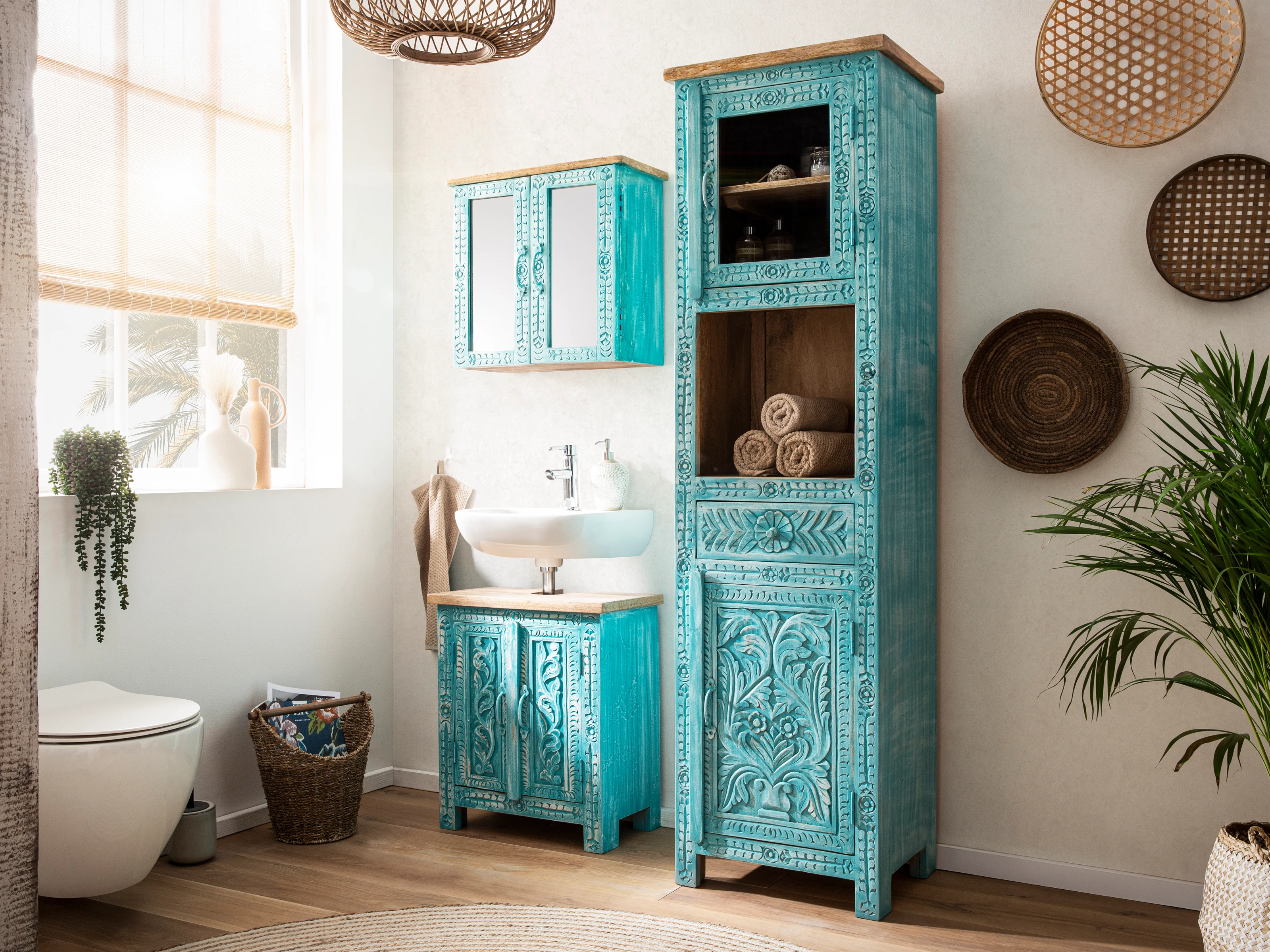 Waschbeckenunterschrank Santa Cruz blau Badset Santa Cruz blau 3-teilig