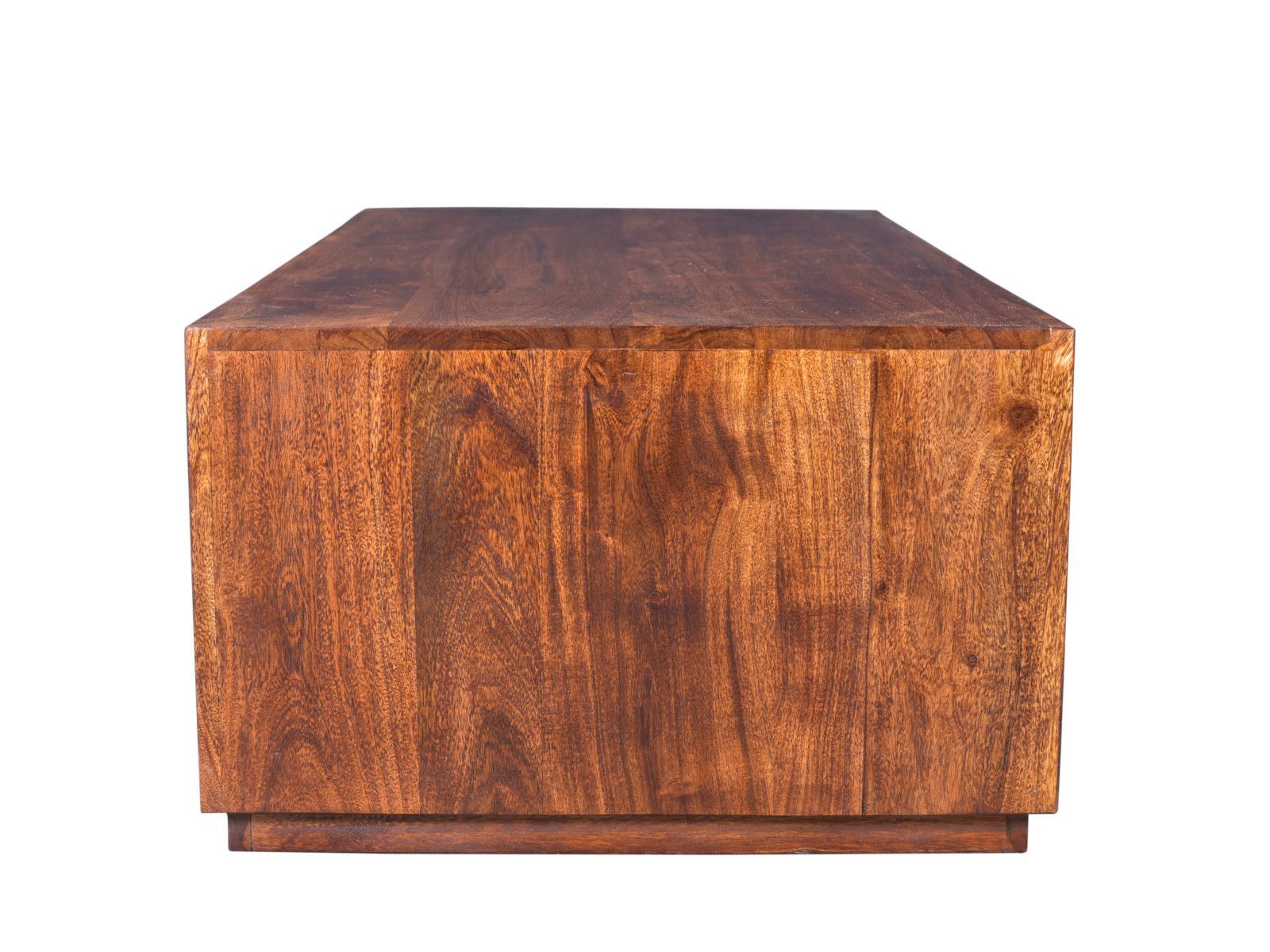 Freisteller Couchtisch Milburn, Frontansicht – lackierter Couchtisch aus Akazienholz, braun, rechteckig, 116 × 35 × 57 cm Freisteller Couchtisch Milburn, Frontansicht – lackierter Couchtisch aus Akazienholz, braun, rechteckig, 116 × 35 × 57 cm