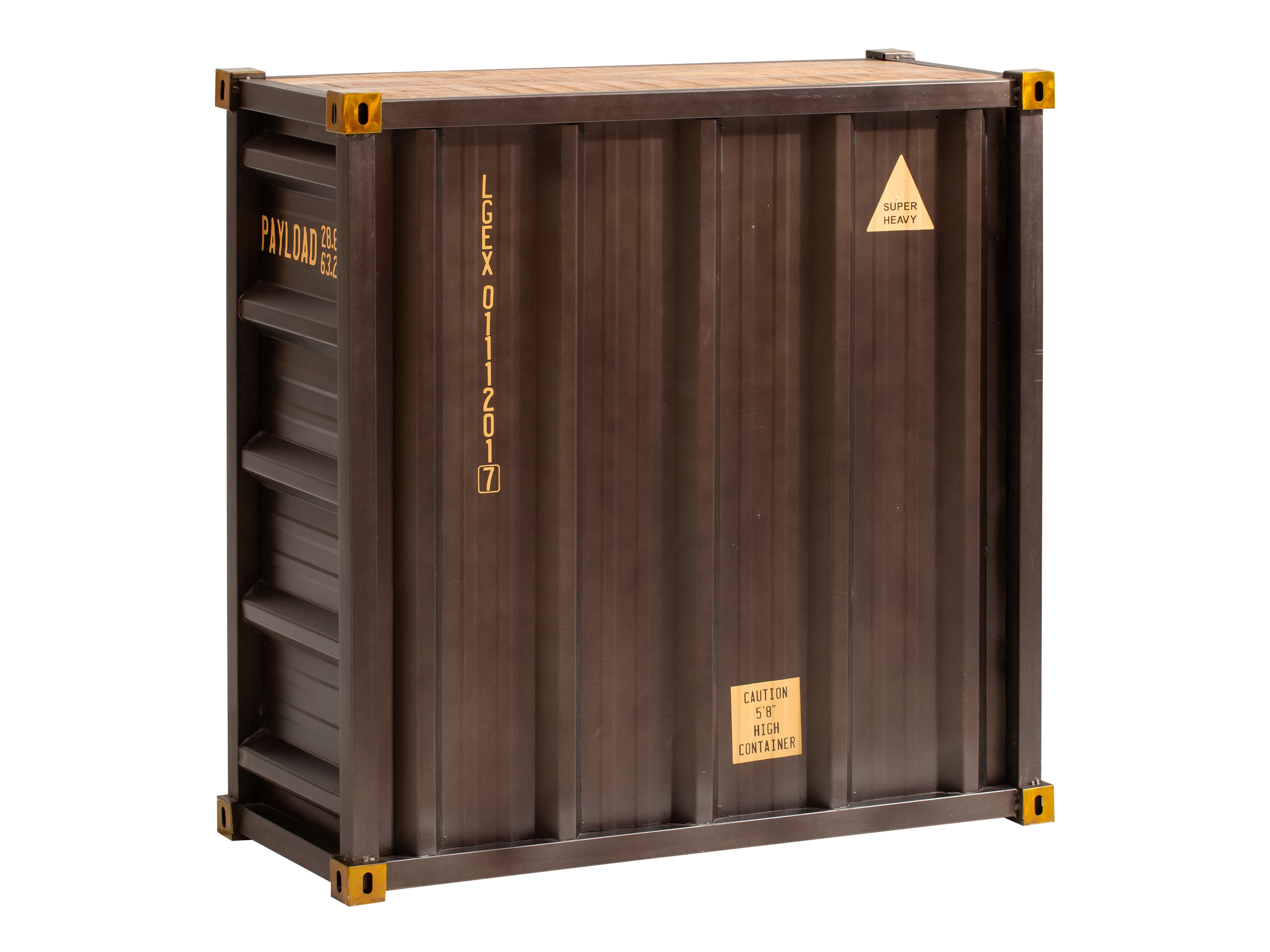 45°-Freisteller Bartresen Cargon (102×100×42 cm) im Containerlook mit Metallgestell, lackiertem Mangoholz und 1 Schublade 45°-Freisteller Bartresen Cargon (102×100×42 cm) im Containerlook mit Metallgestell, lackiertem Mangoholz und 1 Schublade