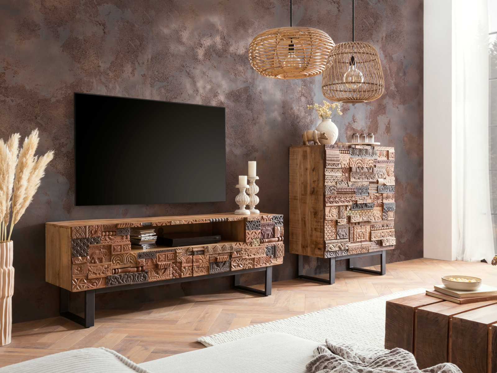 TV-Bank Greenland Holz - Mango 180x65x45 Ambiente