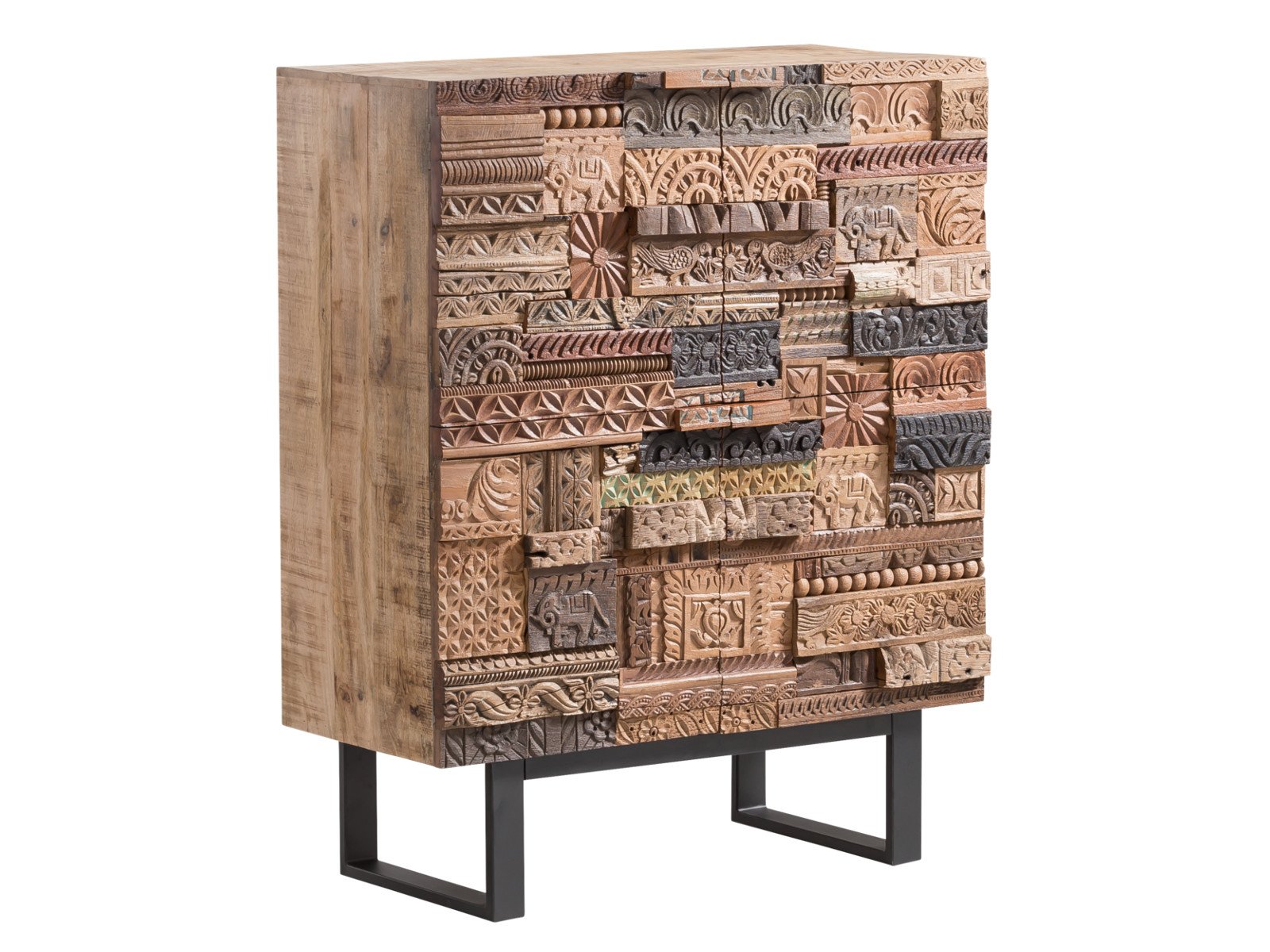 Highboard Greenland Holz - Mango 100x128x45 Schrägansicht