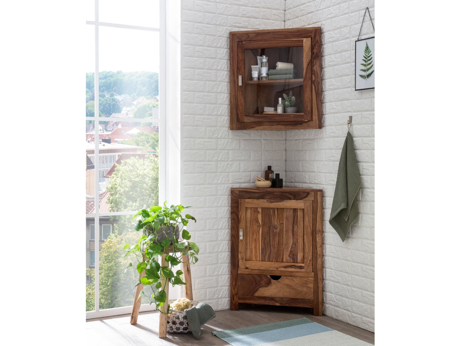 Eckhängeschrank Lagos Palisander massiv 🌿 – Woodkings