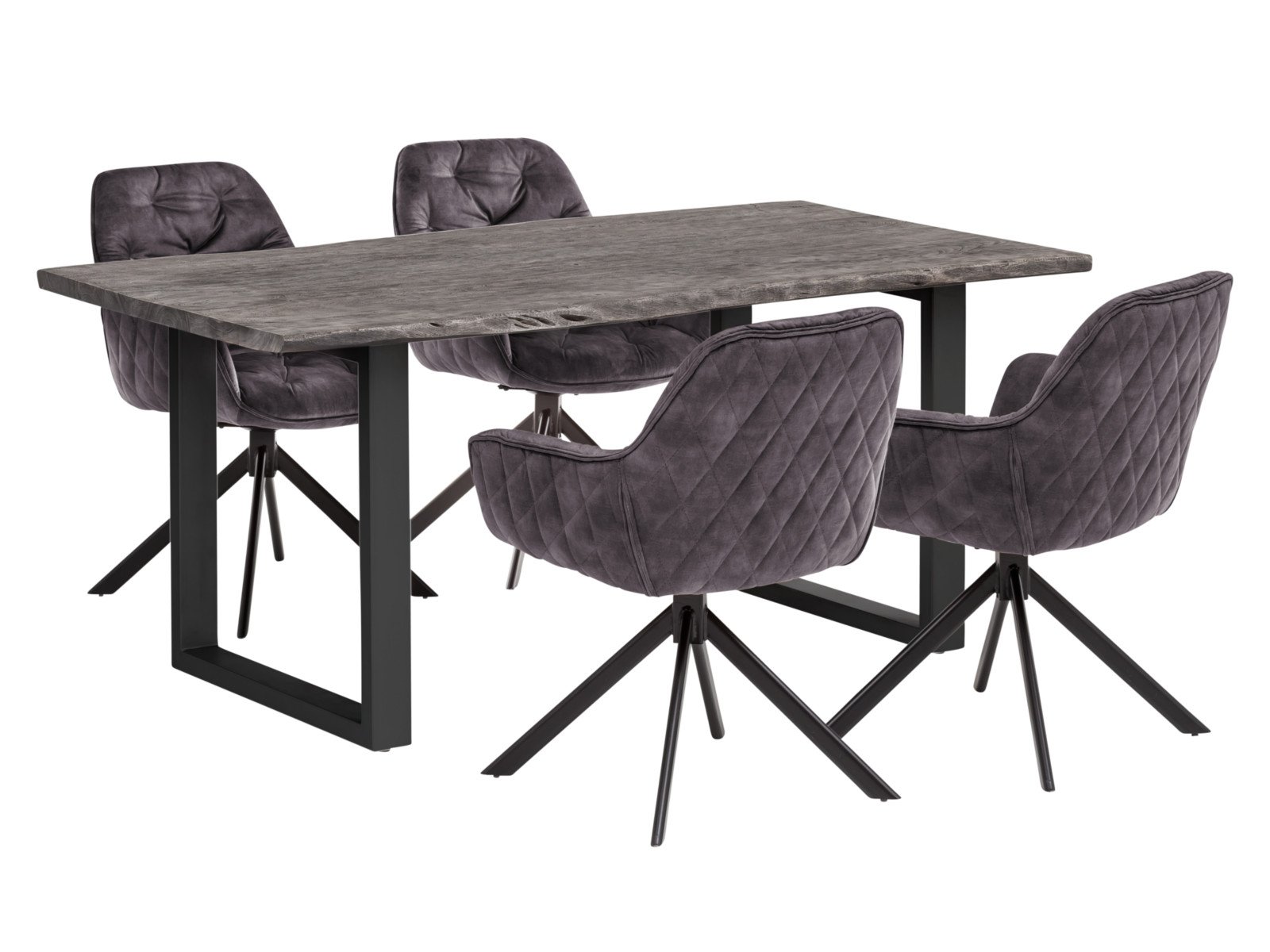 Esstisch Bullwer Grau silberfarben 200x100 cm Holz - Akazie 200x75x100 Frontansicht