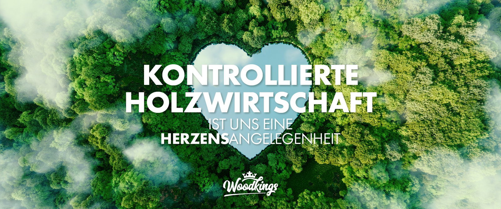 Luftaufnahme eines Waldes mit herzförmiger Lichtung