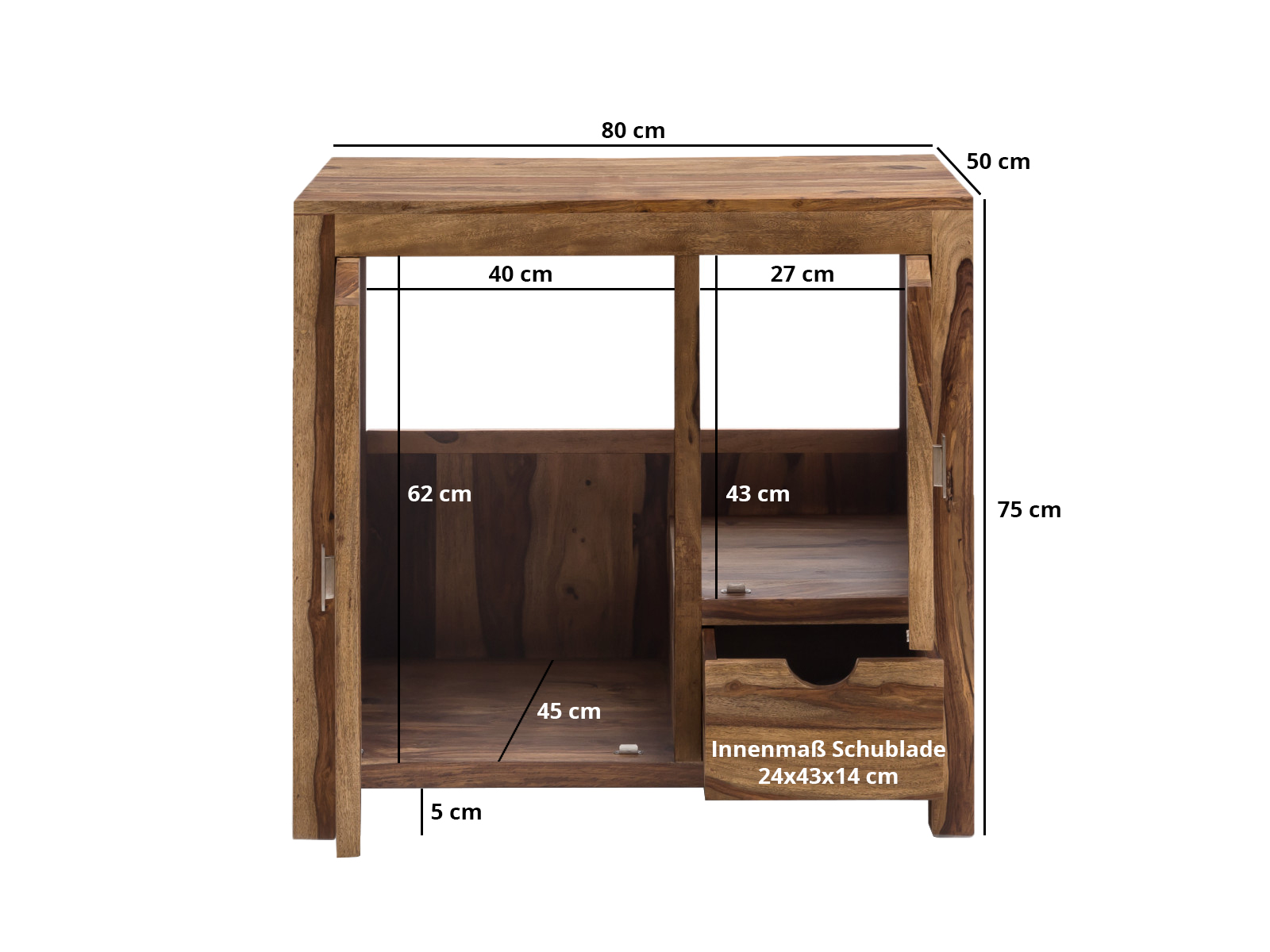 Waschtisch Lagos 80cm Holz - Palisander 80x75x50