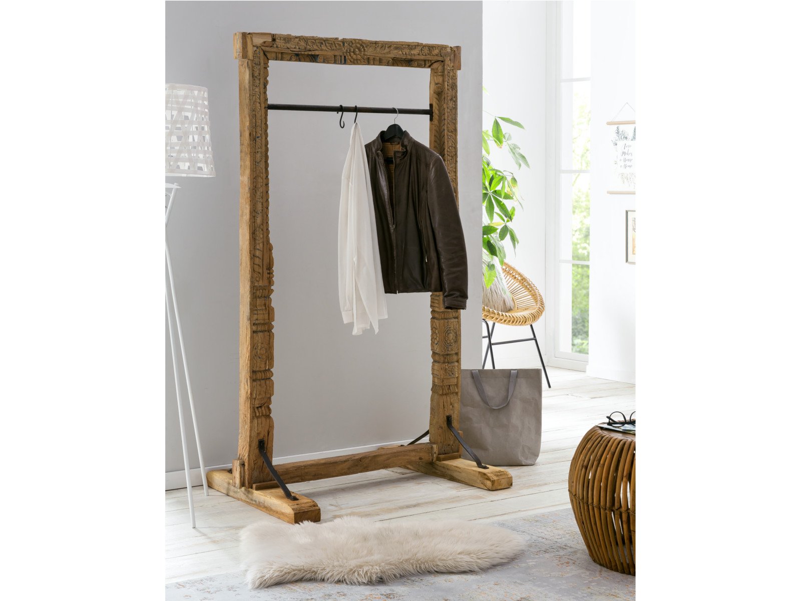 Flur Garderobe Kavali Holz - recyceltes Altholz 100x180x50 Ambiente