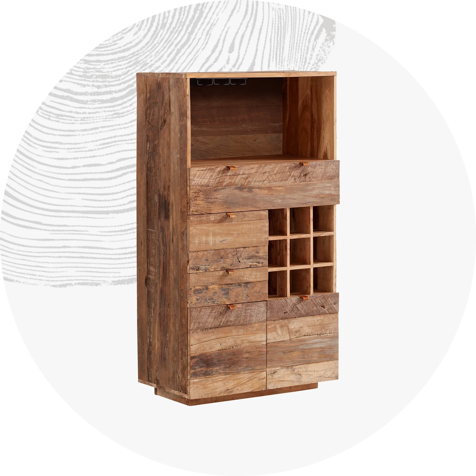 Modernes Holz-Highboard mit schlanker Front, klaren Linien und natürlichen Holztonen – minimalistisches Sideboard
