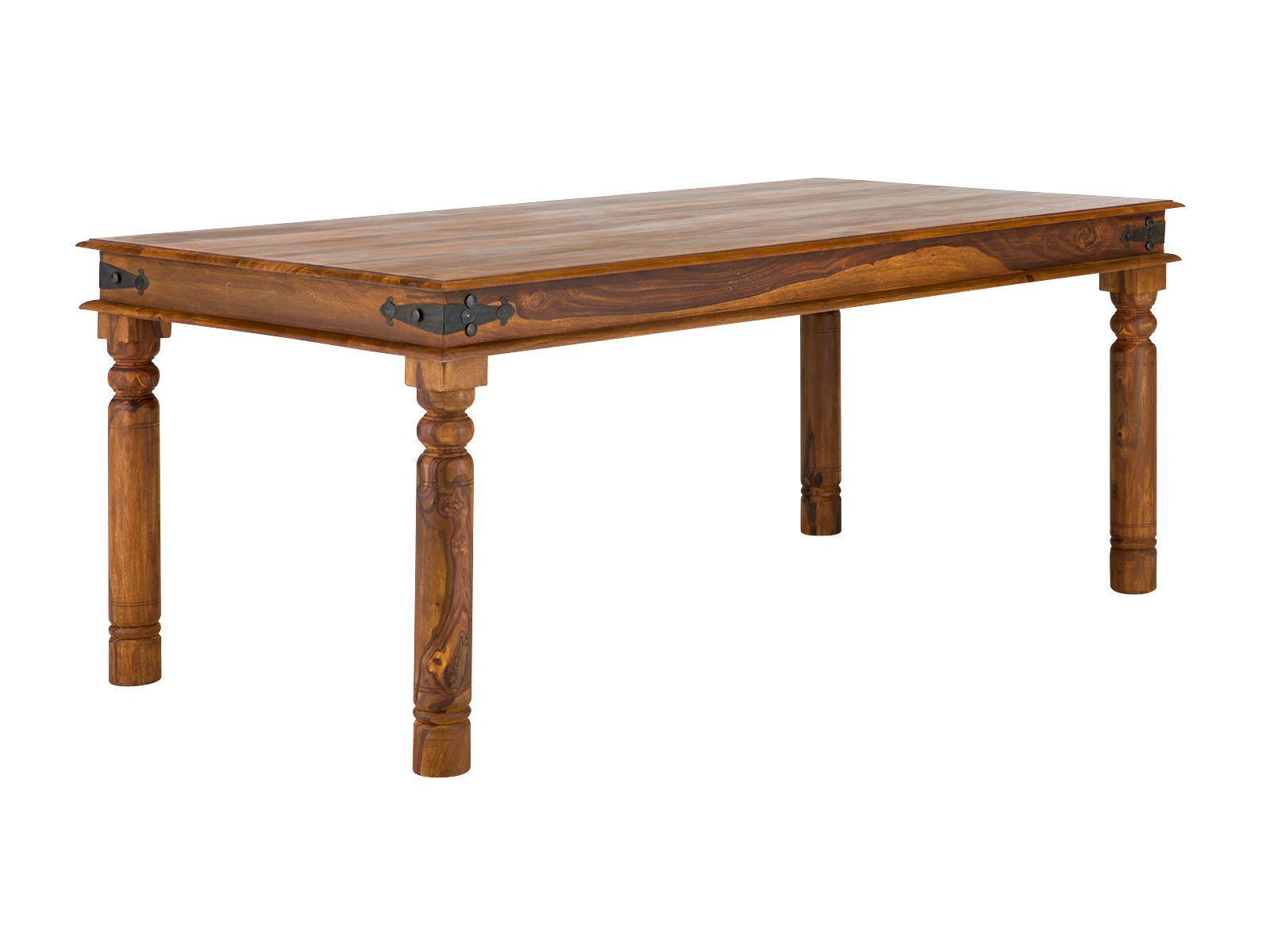 Freisteller 45°-Ansicht: Esstisch Merlow aus lackierter Akazie, braun, rechteckig 118×80×75 cm. Esstisch Merlow Akazie