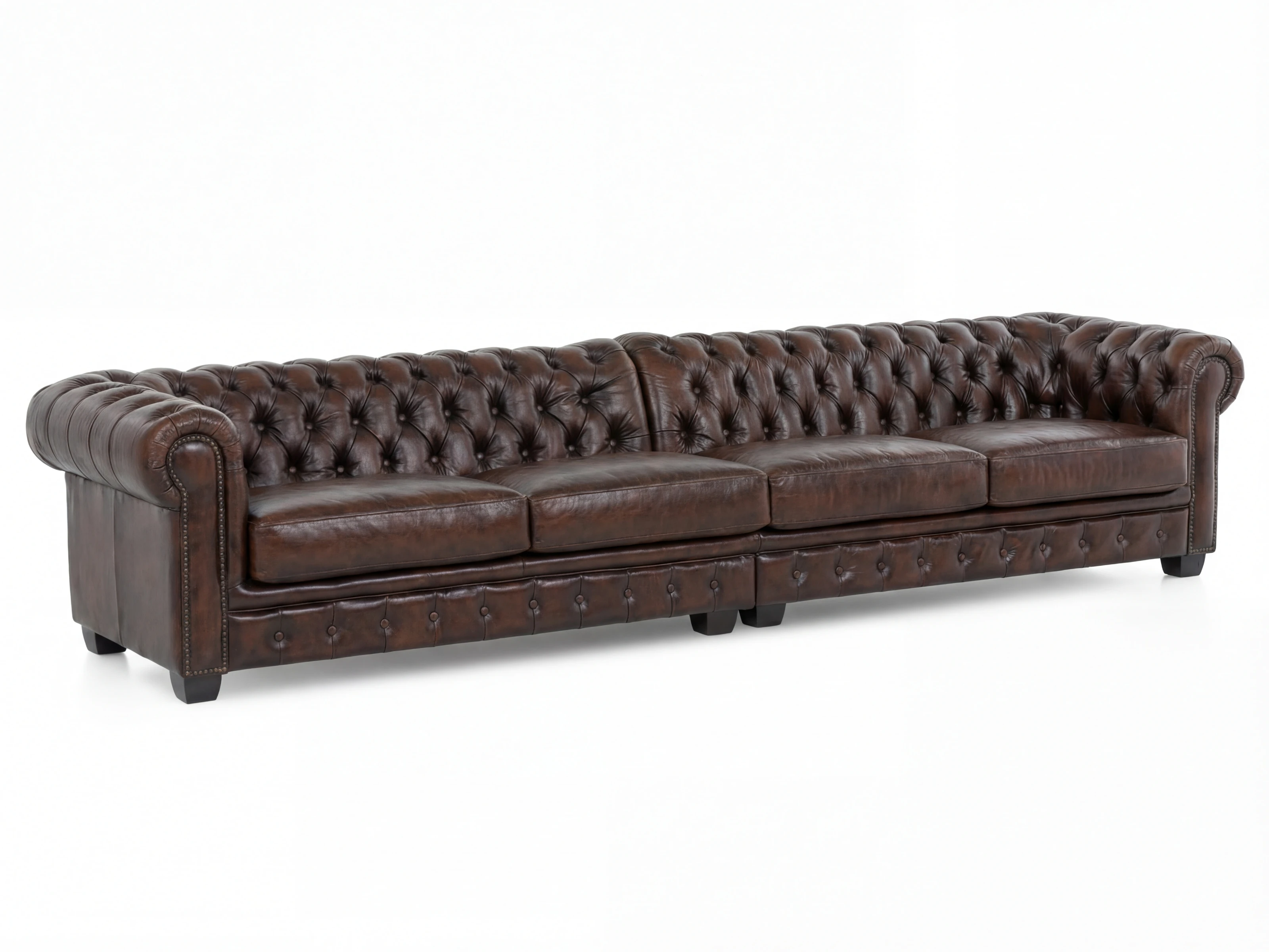 Sofa Chesterfield 6-Sitzer Echtleder braun