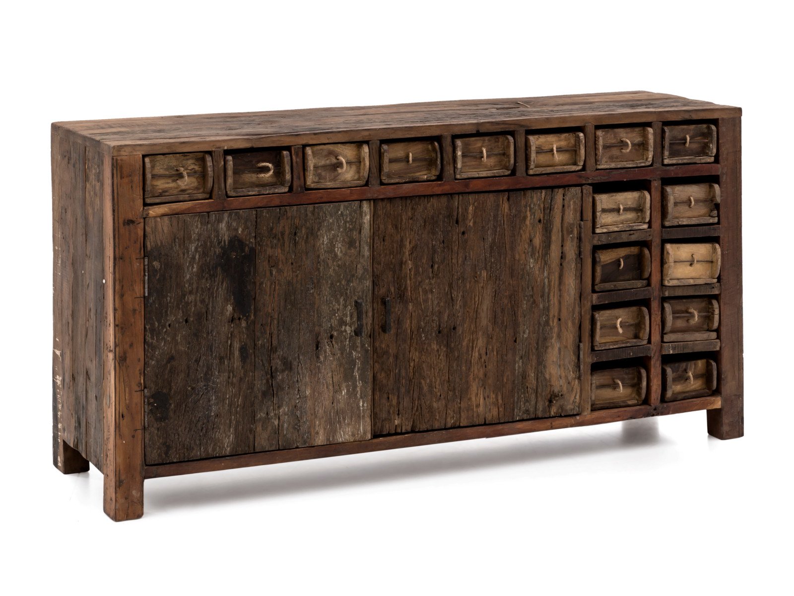 Sideboard Madurai II Sideboard Madurai II Holz - recyceltes Altholz 150x75x40 Schrägansicht