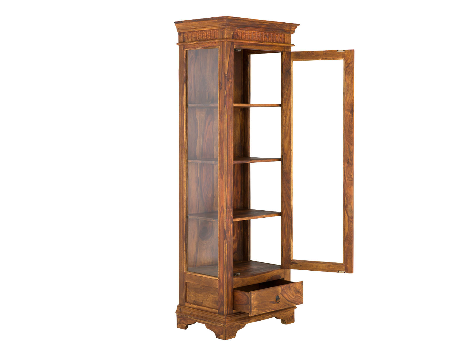 Vitrine Merlow Akazie massiv mit Glastür & Schublade
