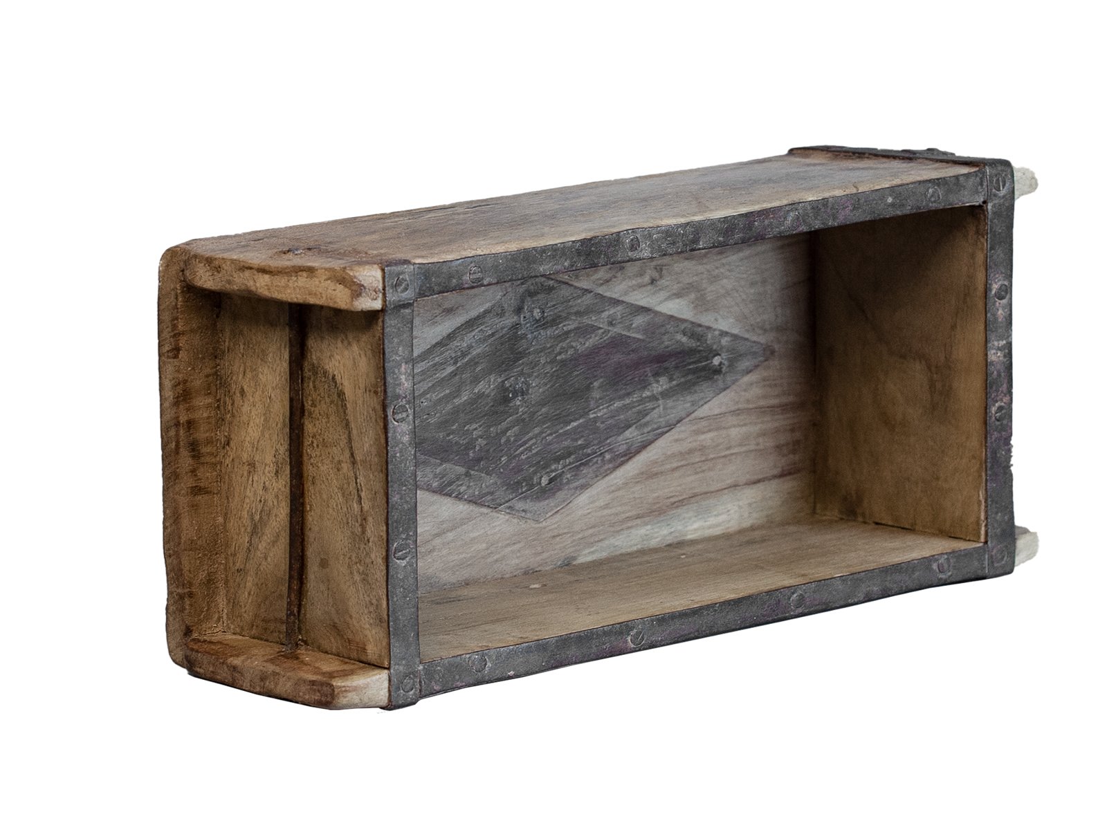 Dekokiste Ziegelform Dekokiste Ziegelform Holz - recyceltes Hartholz 30x15x10 Schrägansicht