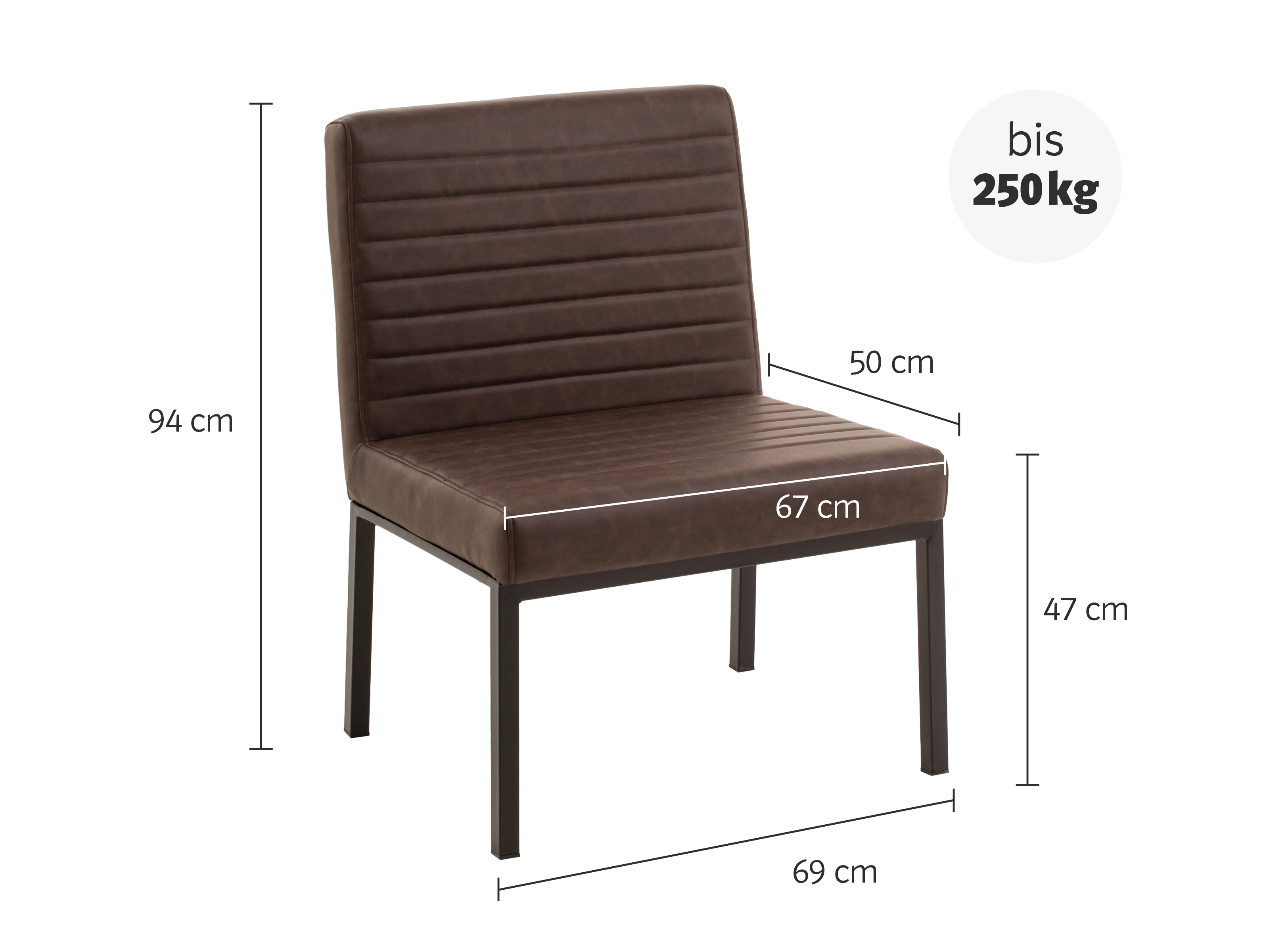 Sofa 'Wingston' mit Maßen auf weißem Hintergrund, moderne Polsterform und klare Linien, technische Produktansicht