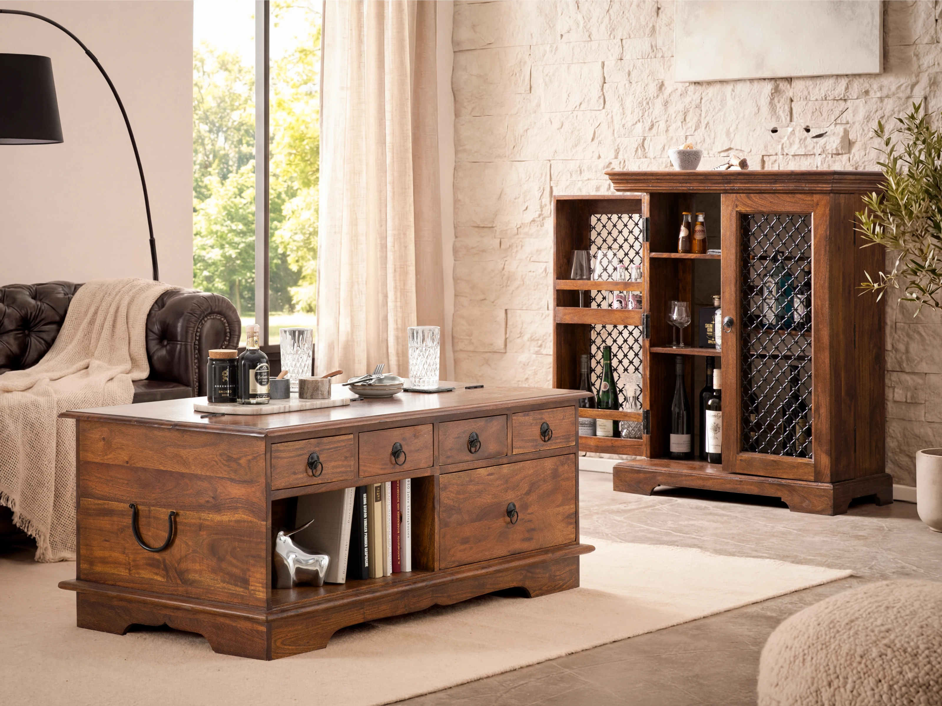 Couchtisch Truhe Merlow 110x60 Akazie