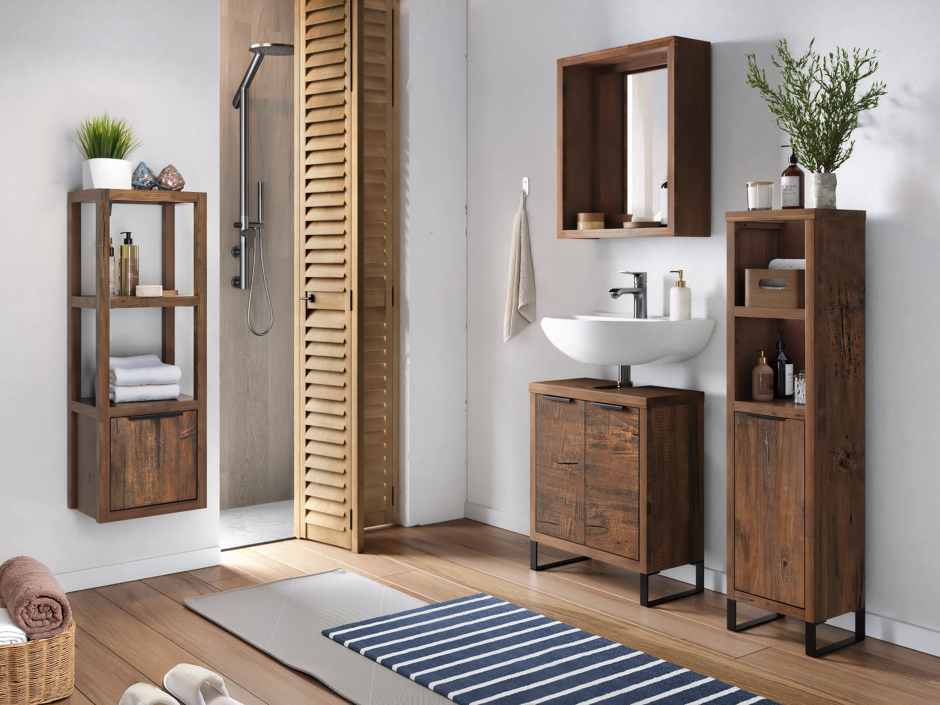 Waschbeckenunterschrank Sydney Pinie Badmöbel Set Sydney Pinie