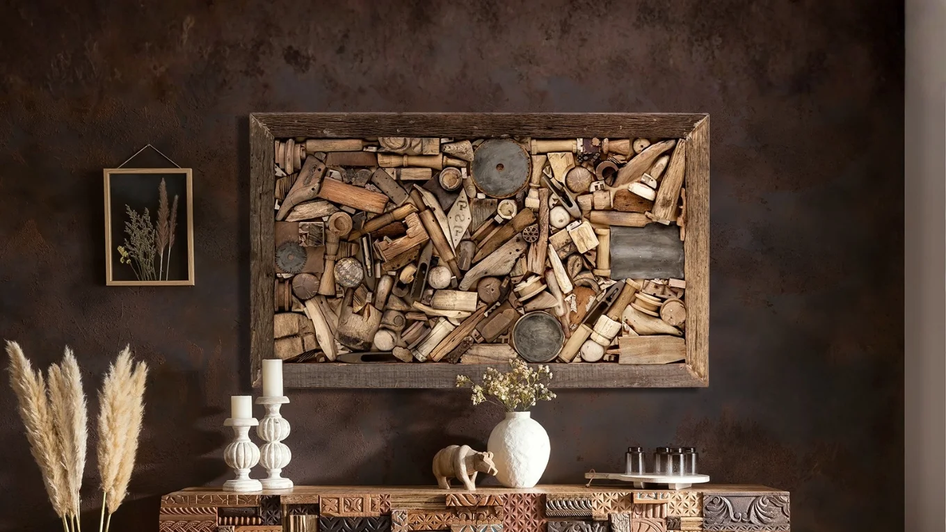 Produktbild 'Kavali' aus recyceltem Material, Frontansicht auf neutralem Hintergrund – schlichtes, rustikales Design