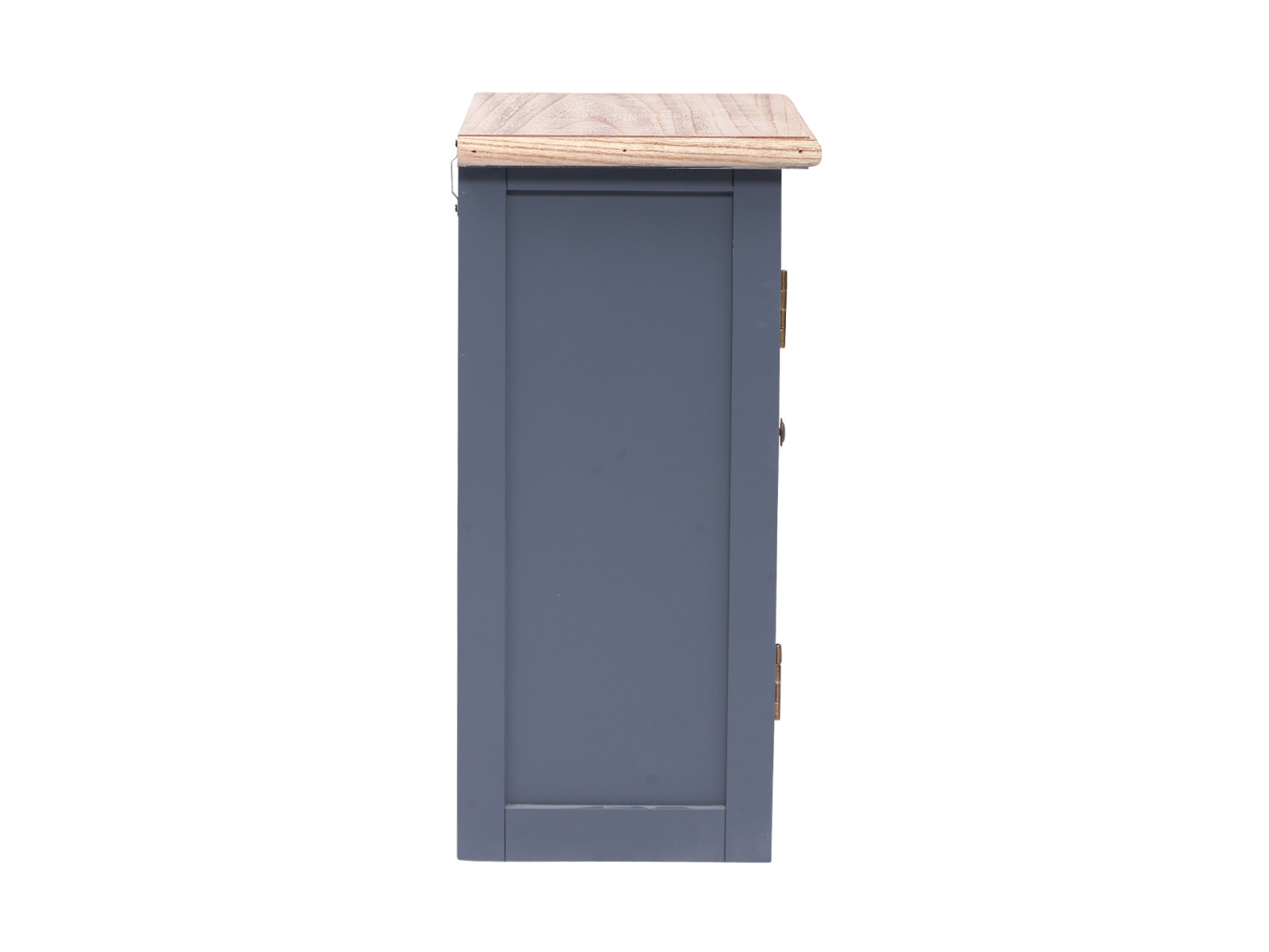 Freisteller: Bad-Hängeschrank Kansas in Grau mit lackierter Paulownia/MDF-Oberfläche, 45×51×25 cm, Seitenansicht