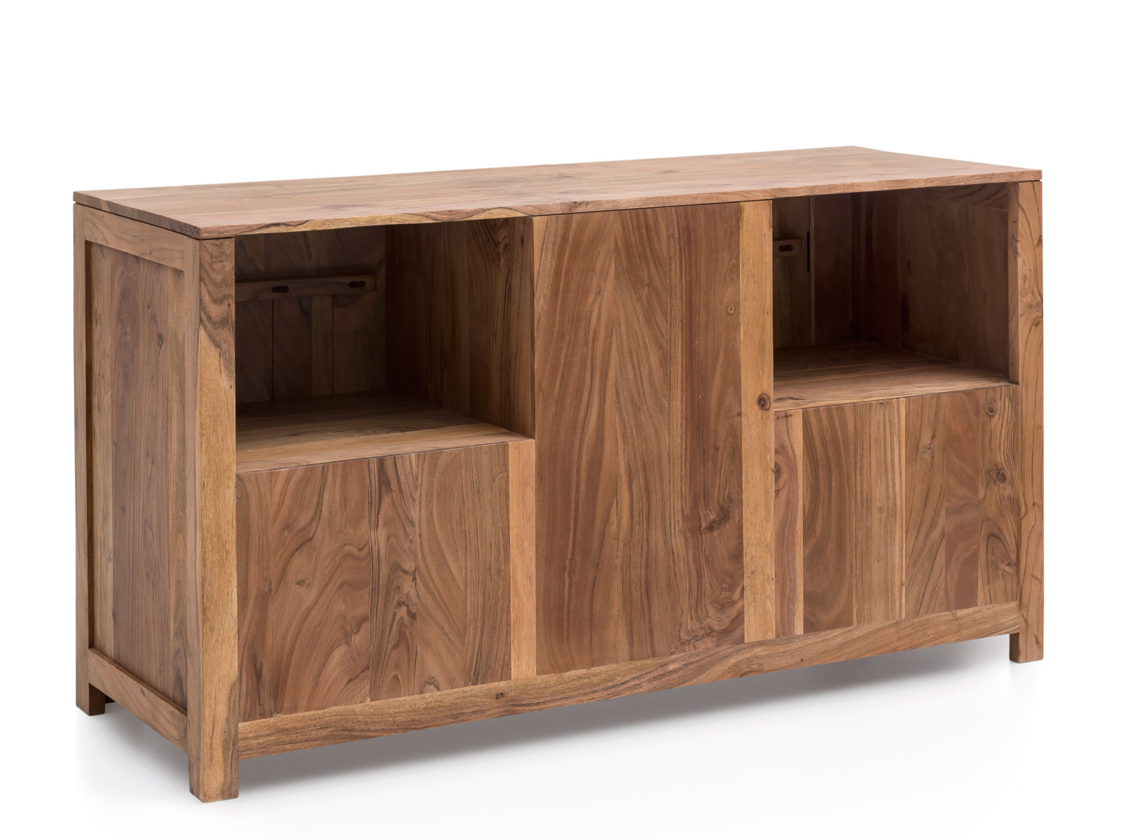 Badmöbel Set Osbon Akazie 2teilig - Metallgriffe Schwarz