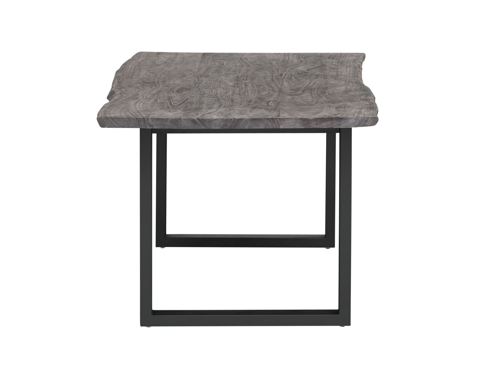 Freisteller, Frontansicht: Esstisch Bullwer 230×100×75 cm mit grauer lackierter Akazienholzplatte und schwarzem Metallgestell