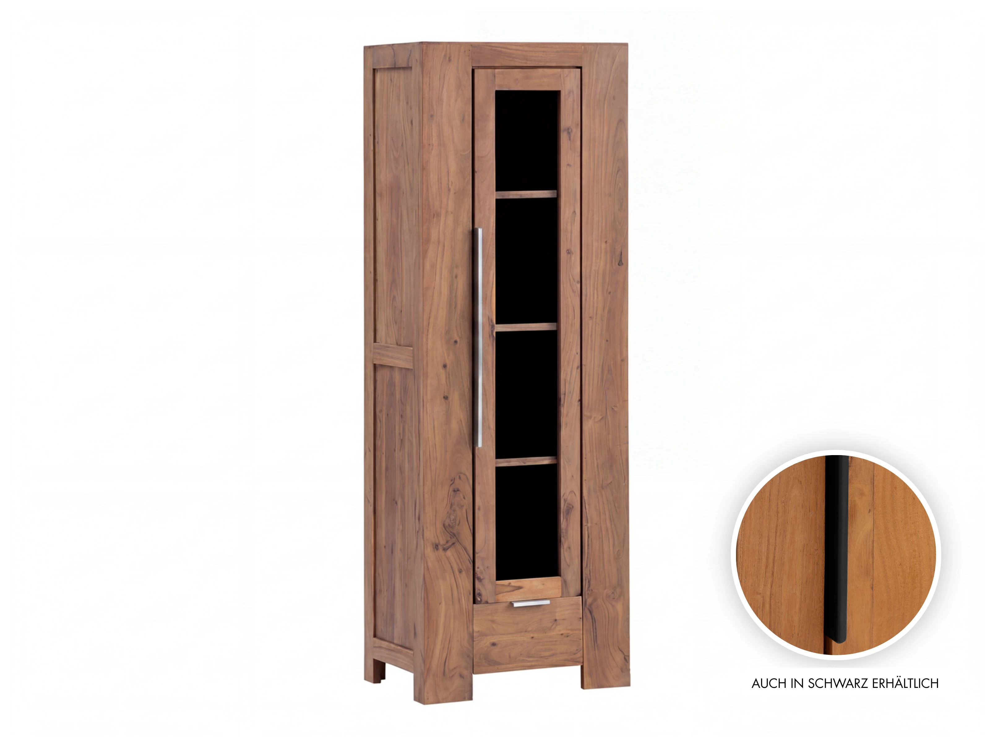 Vitrine Osbon Akazie - Metallgriffe Silber