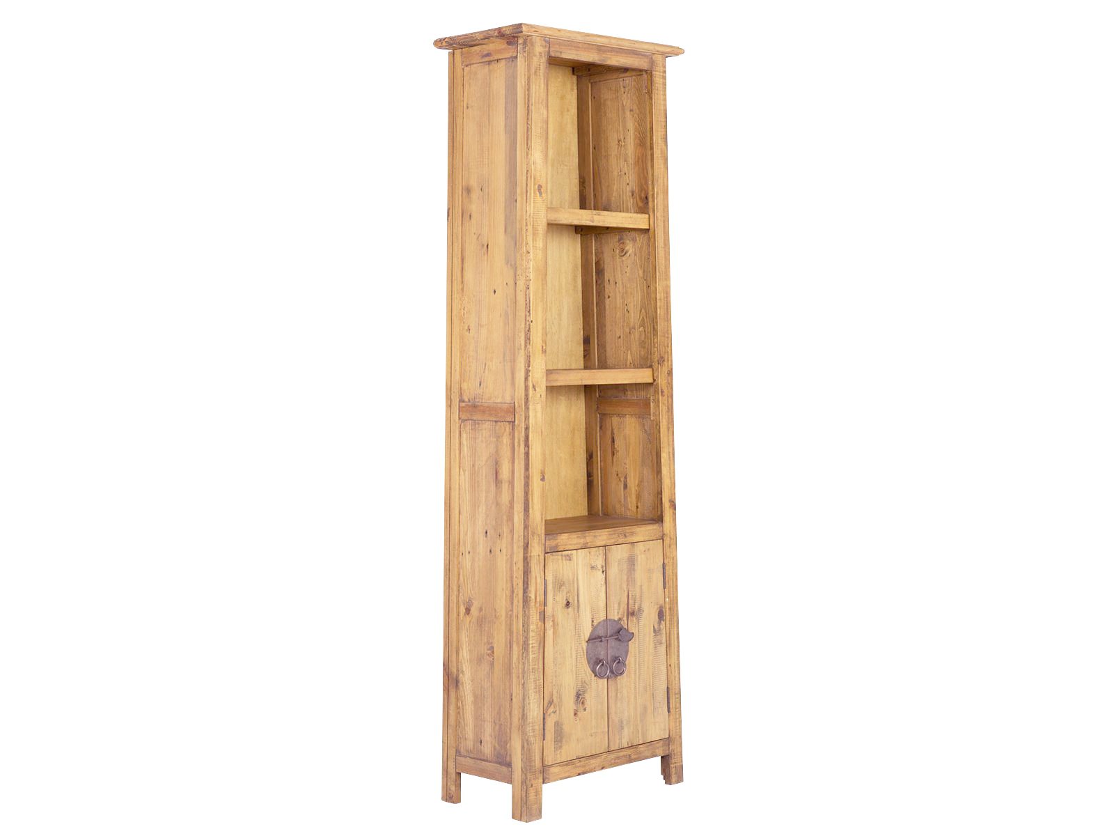 Hochschrank Rangun Holz - recycelte Pinie 48x170x32 Schrägansicht