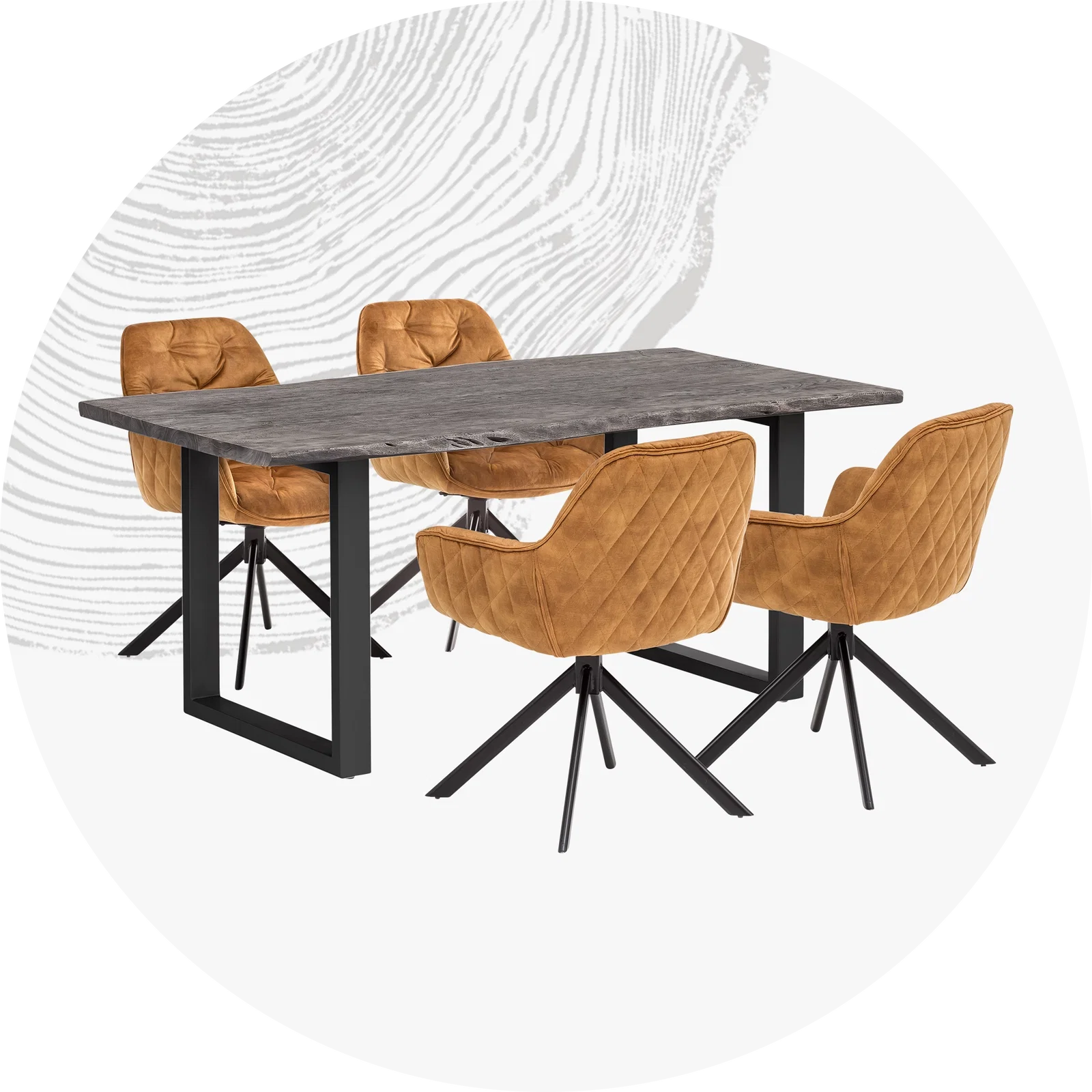 Moderne Essgruppe: Esstisch und Stühle aus Holz in hellem, minimalistischen Design für gemütliches Esszimmer.
