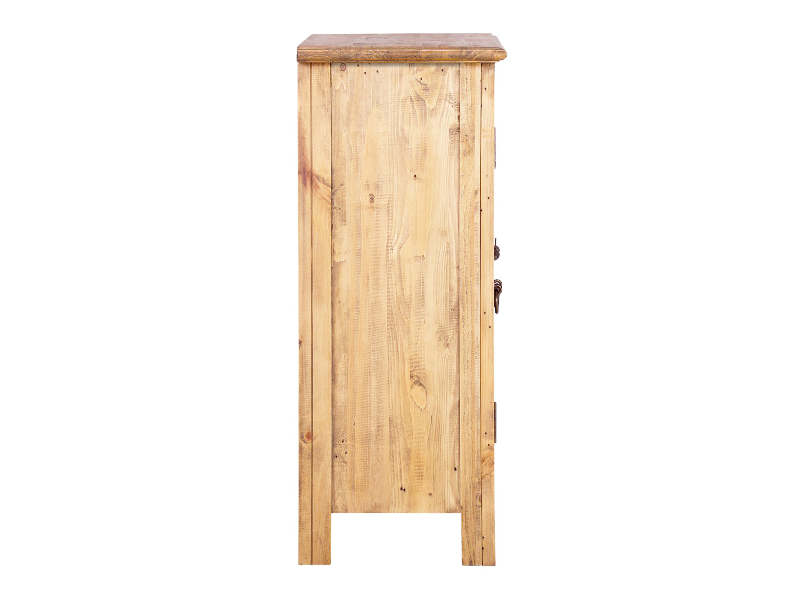 Unterschrank „Rangun“ aus recycelter Pinie, lackiert, braun, 59×80×32 cm – Freisteller Seitenansicht