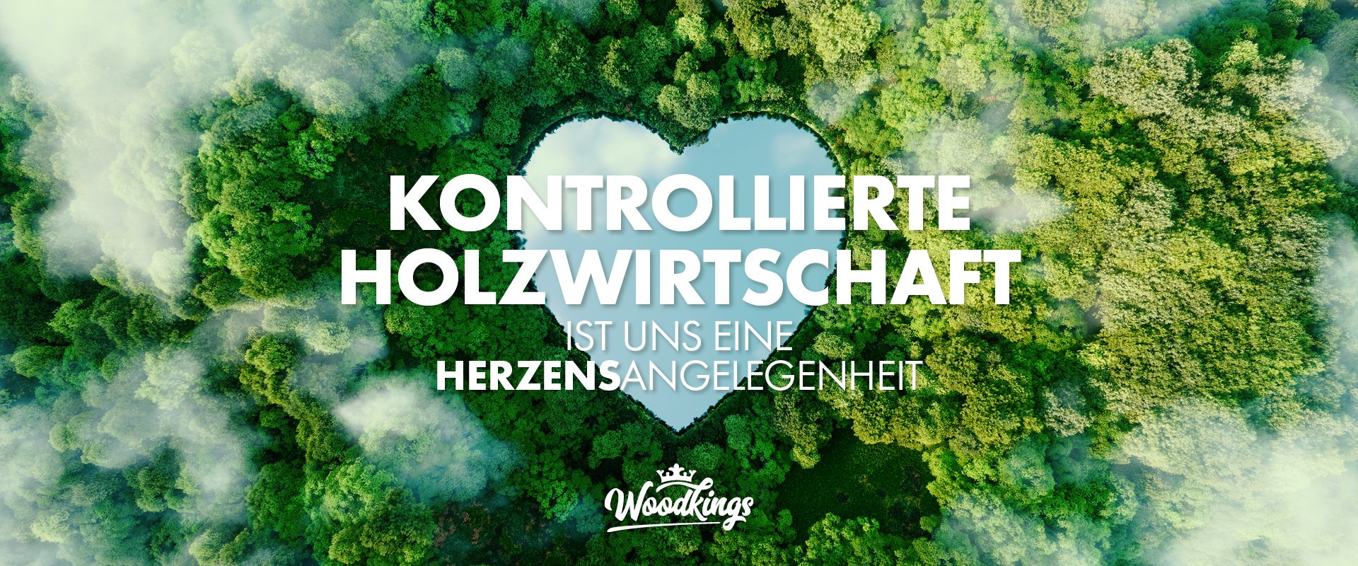 WoodKings Nachhaltigkeit-Header: nachhaltige Massivholz-Möbel vor Holz- und Grünhintergrund, naturverbunden, umweltfreundlich