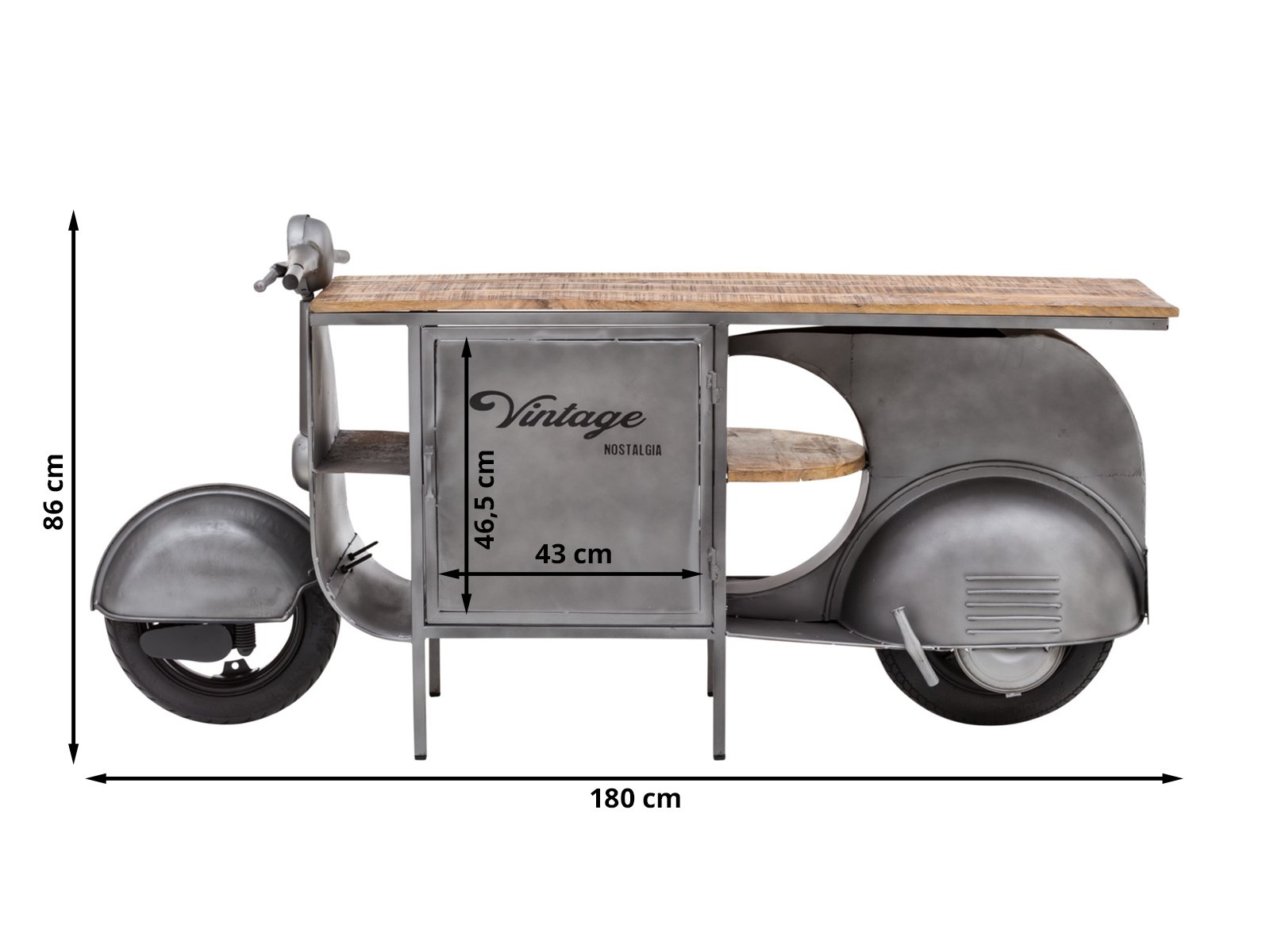 Waschtisch Scooter Metall - Holz Mango 177x89x44