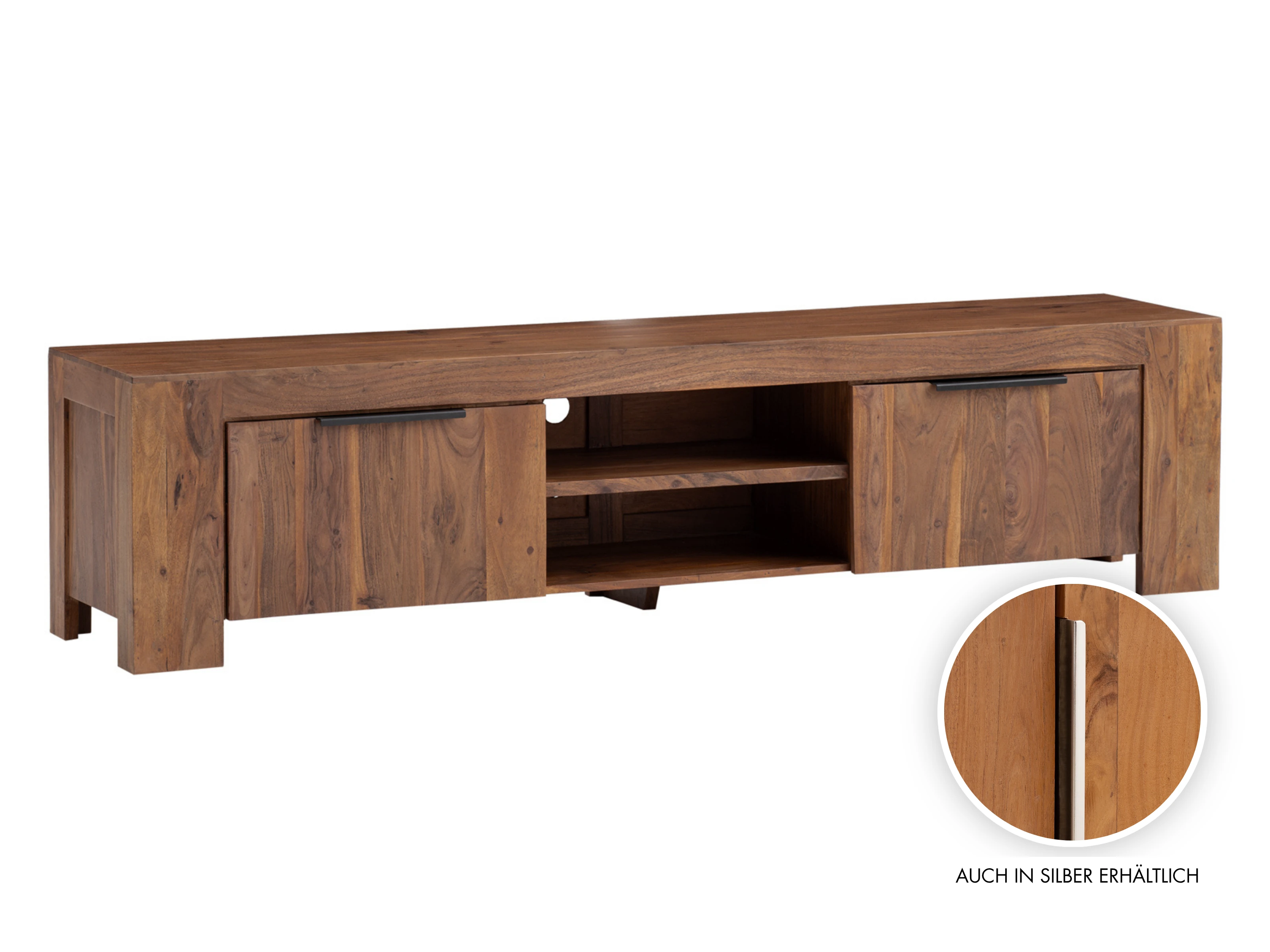 TV-Bank Osbon Akazie - Metallgriffe Schwarz