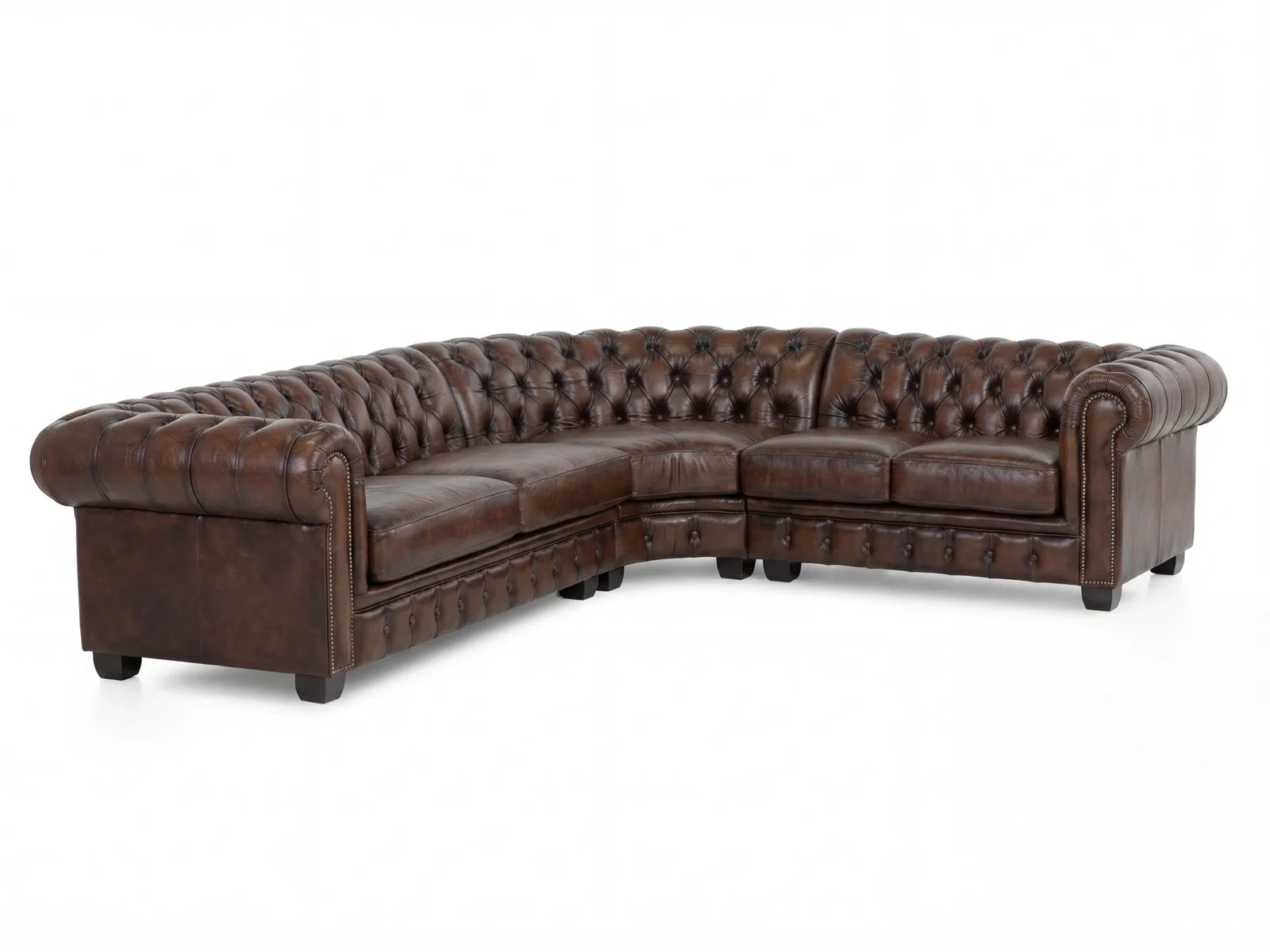 Ecksofa Chesterfield Echtleder II braun