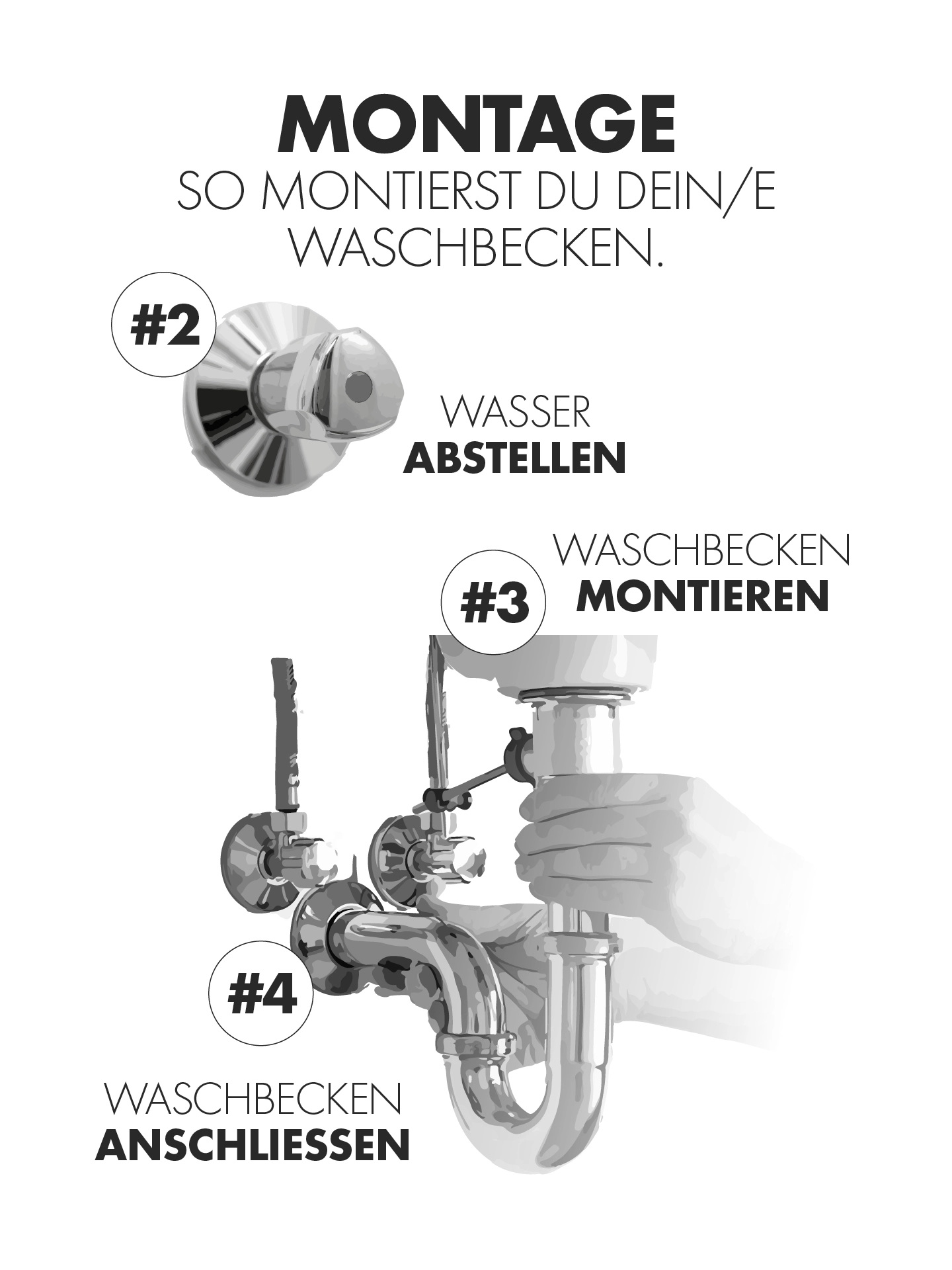 Moderner hölzerner Waschtisch im stylischen Badezimmerambiente mit Aufsatzwaschbecken, Spiegel und dezenter Dekoration