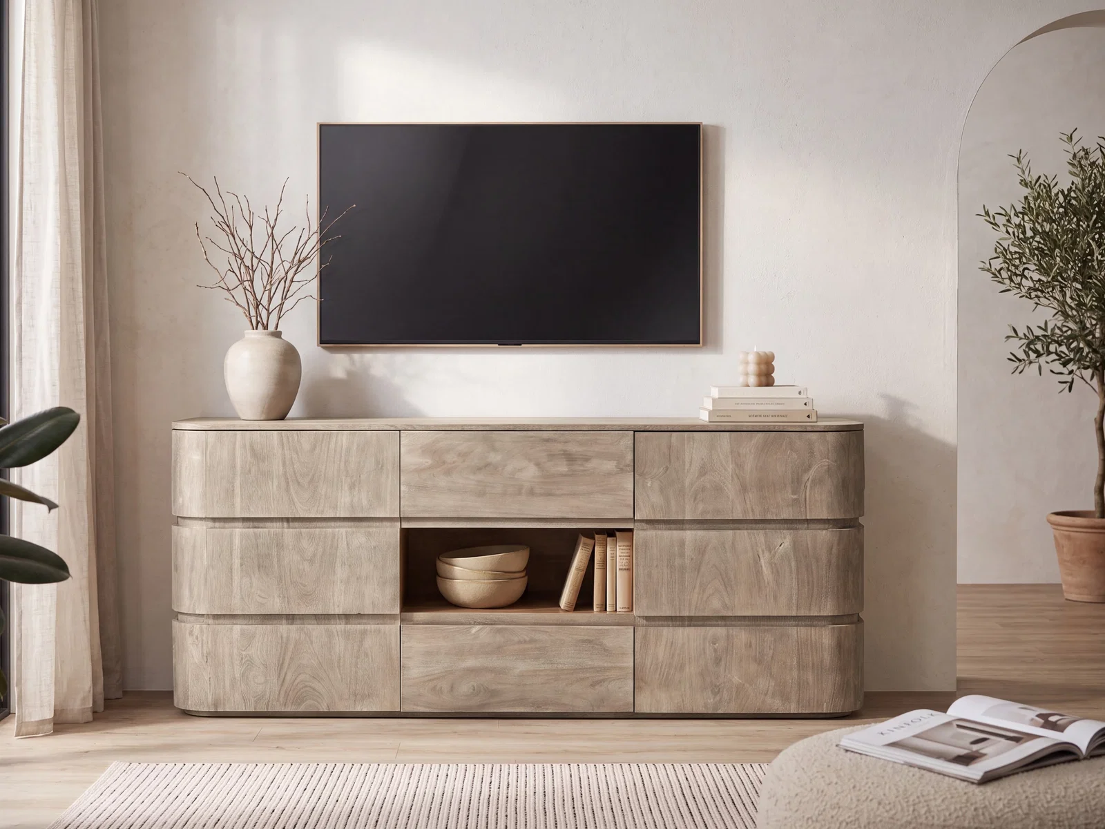 TV Sideboard Kala Akazie grau